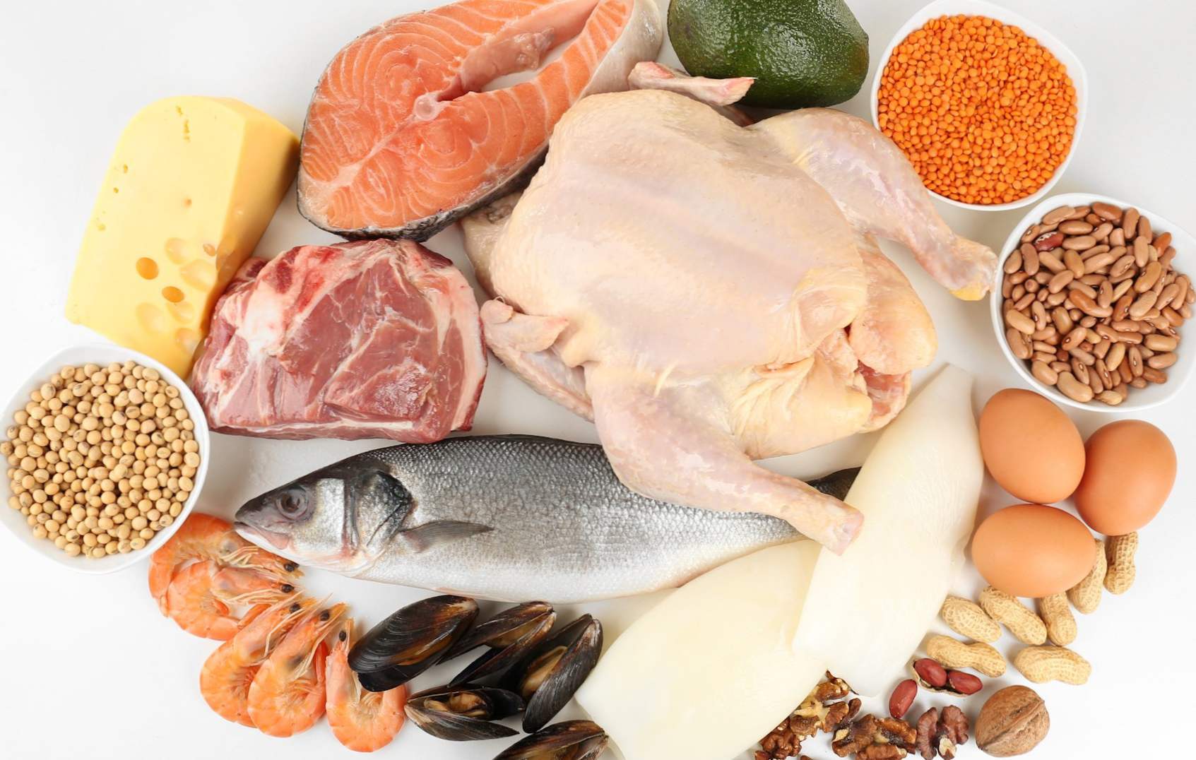 Potraviny s obsahom bielkovín - tabuľka obsahov zvierat a zeleniny